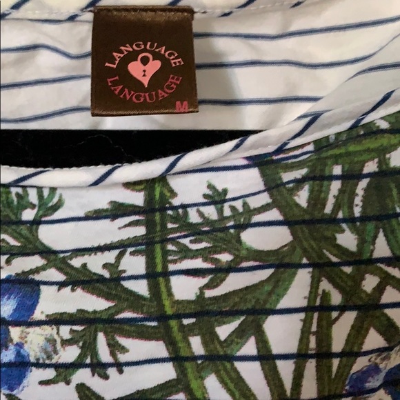Language striped top w/ floral screen print anthro - Picture 3 of 5